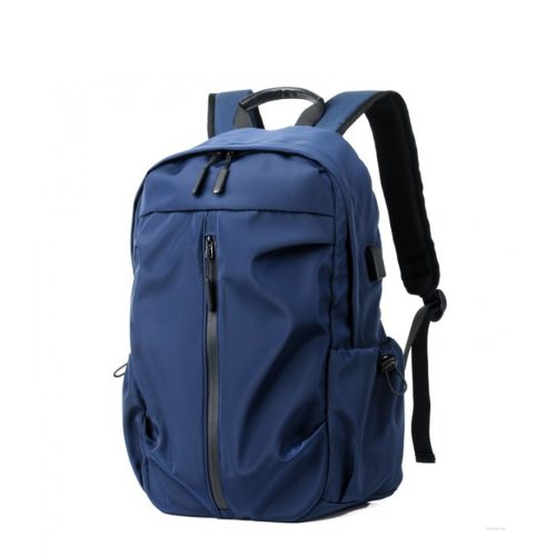 Simple Vertical Zipper Travel Backpack Laptop School USB Charging Headphone Port Waterproof Rucksack (CUU)