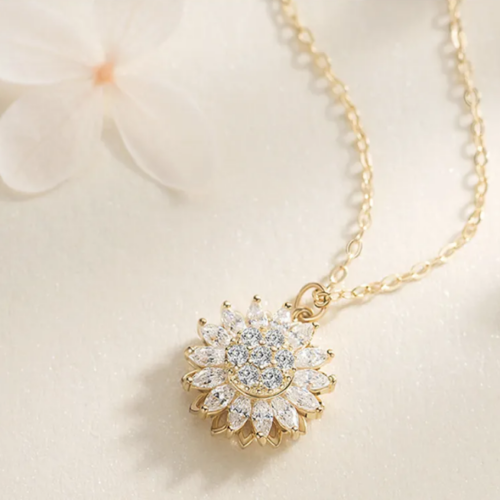 Super Shining Rotating Sunflower Necklace For Women